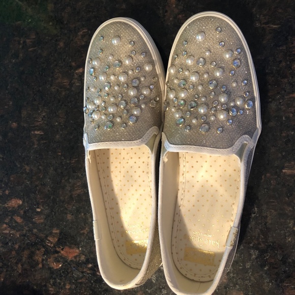 Kate Spade Platform slip on Glitter Keds - Picture 3 of 7
